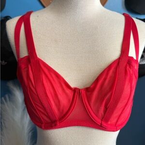 Victoria Secret red Very Sexy Balconet Mesh Bra 34D